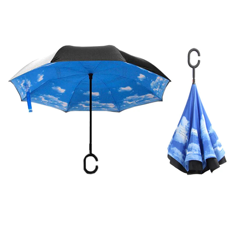 C Handle Windproof Reverse Folding Umbrella Man Women Sun Rain Car Inverted Umbrellas - Tampa Home & Garden Store