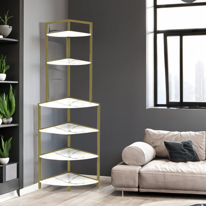 6-story corner open bookshelf, modern bookshelf, wooden frame, independent bookshelf unit, - Tampa Home & Garden Store
