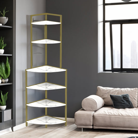 6-story corner open bookshelf, modern bookshelf, wooden frame, independent bookshelf unit, - Tampa Home & Garden Store