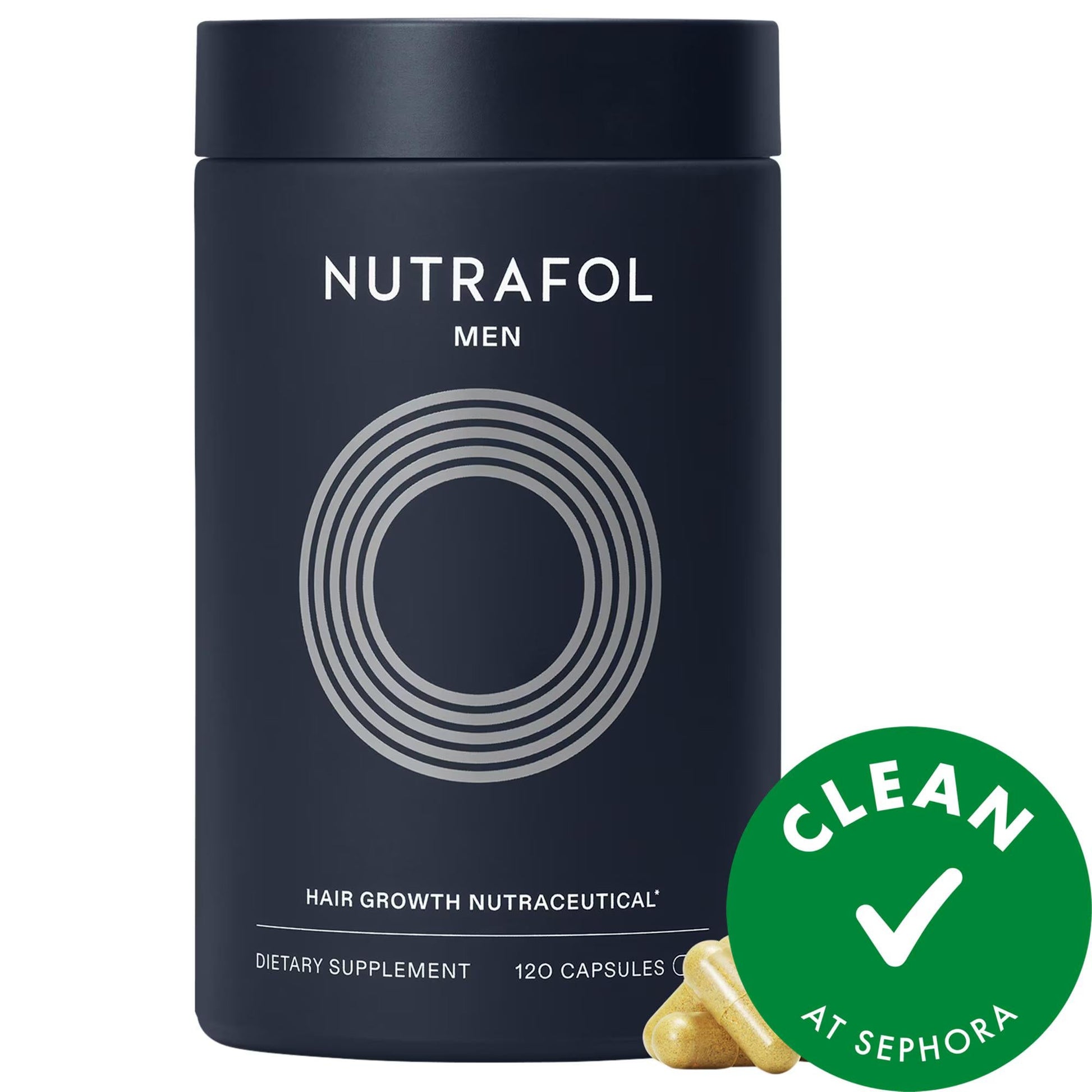 Nutrafol Men hair growth nutraceutical bottle BeautyCareBag circular logo 120 capsules vegan on Tampa Home & Garden Store