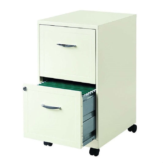 Archivador de acero blanco perla de 2 cajones con ruedas