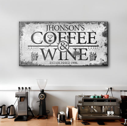 Coffee and Wine Sign canvas by Tailored Canvases, distressed vintage typography on Tampa Home & Garden Store