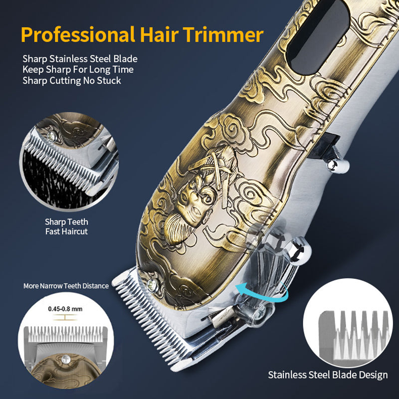 All Metal Hair Clipper Retro Oil Head Carving Scissors Machine Set USB Charging Electric Hair Clipper - Tampa Home & Garden Store