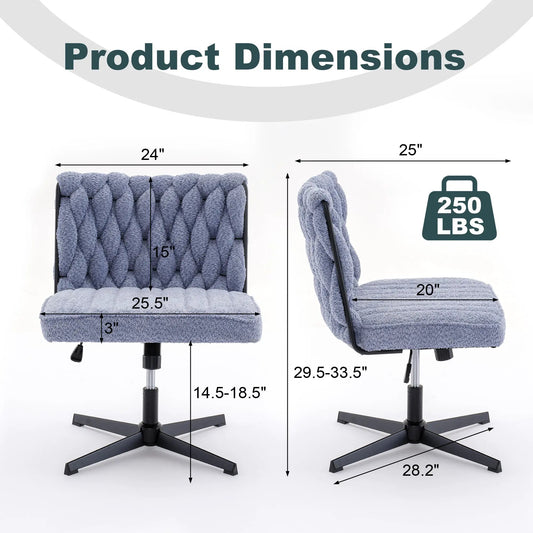 Two armless blue tufted office chairs with five-point bases VIP Digital Presence on Tampa Home & Garden Store