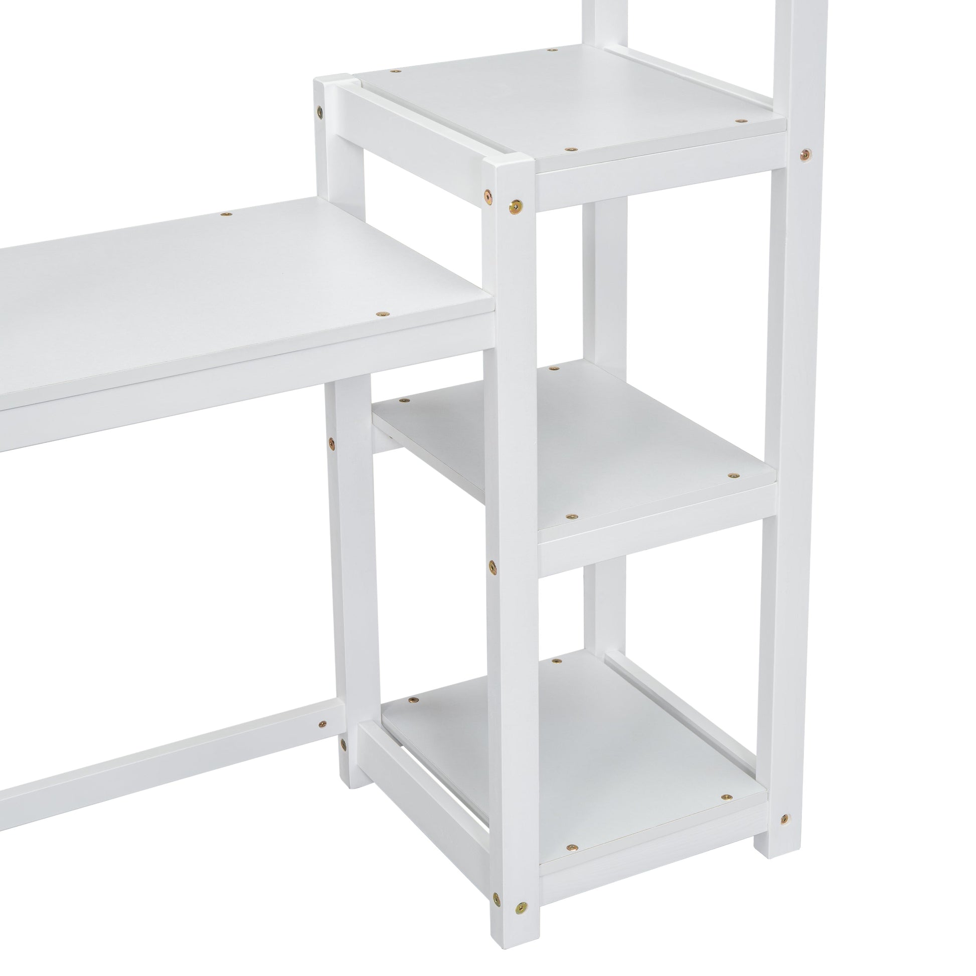House-shaped Wooden writing Desk,Kids study Table,Bookshelf & Toy Storage,White - Tampa Home & Garden Store