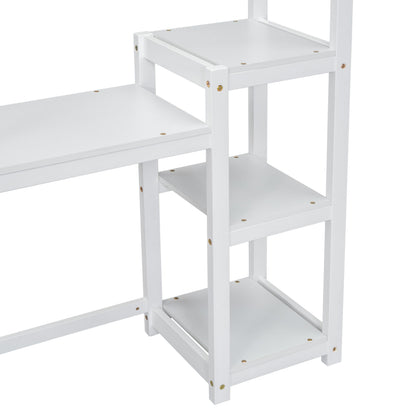 House-shaped Wooden writing Desk,Kids study Table,Bookshelf & Toy Storage,White - Tampa Home & Garden Store