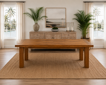 Recycled Teak Dining Table 79in x 36in in warm natural finish by The Broward Design Center on Tampa Home & Garden Store