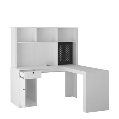 Corner gaming computer desk with socket, drawers, bookshelf and writing desk, modern L-shaped learning desk with storage space - Tampa Home & Garden Store