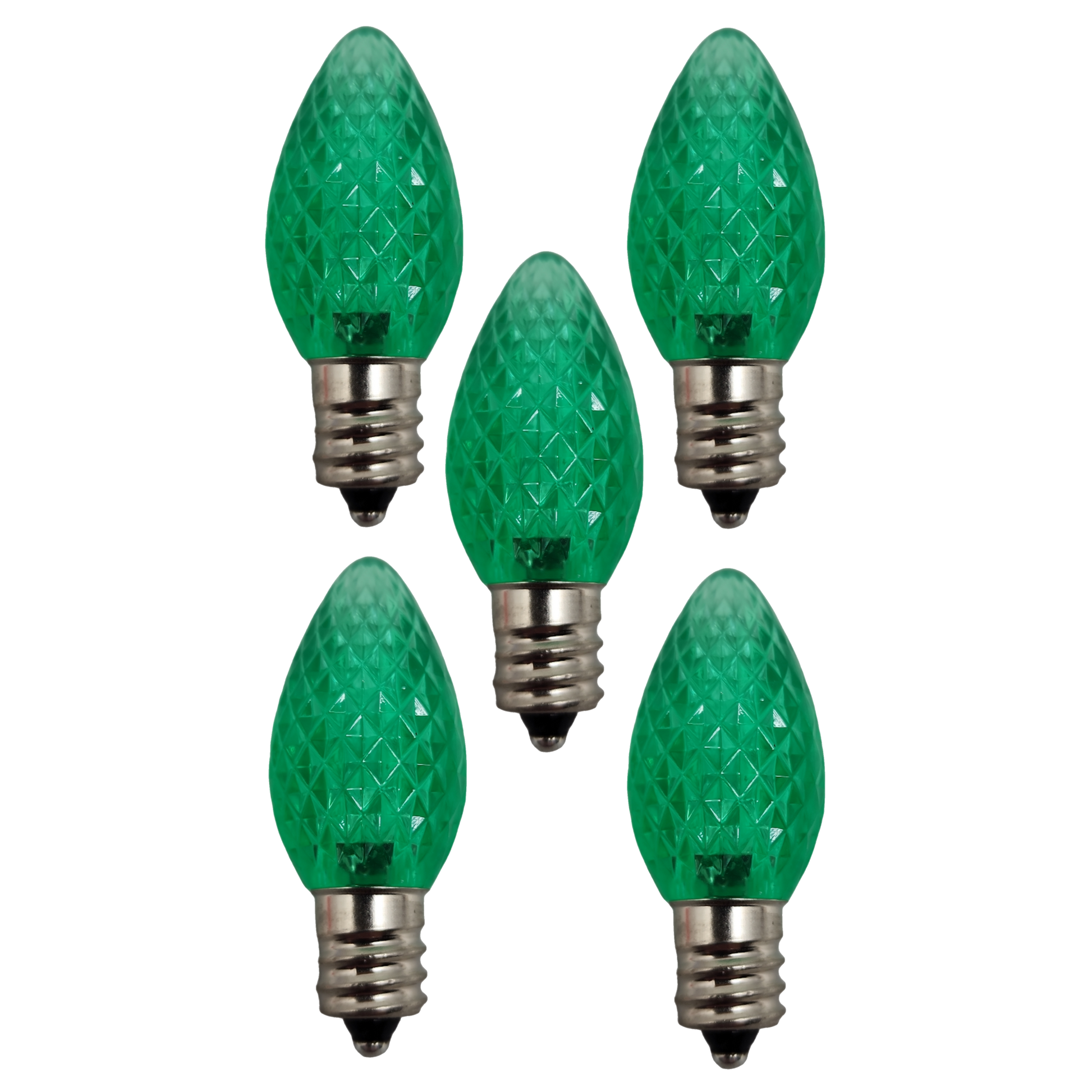 C7 Faceted Led Bulb - 5 Piece - Green - Tampa Home & Garden Store