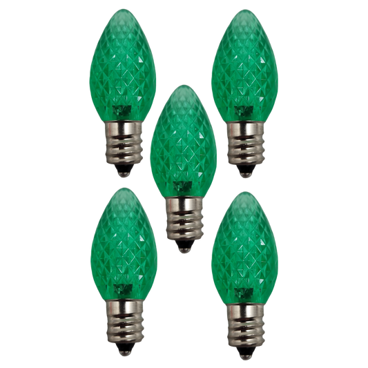C7 Faceted Led Bulb - 5 Piece - Green - Tampa Home & Garden Store