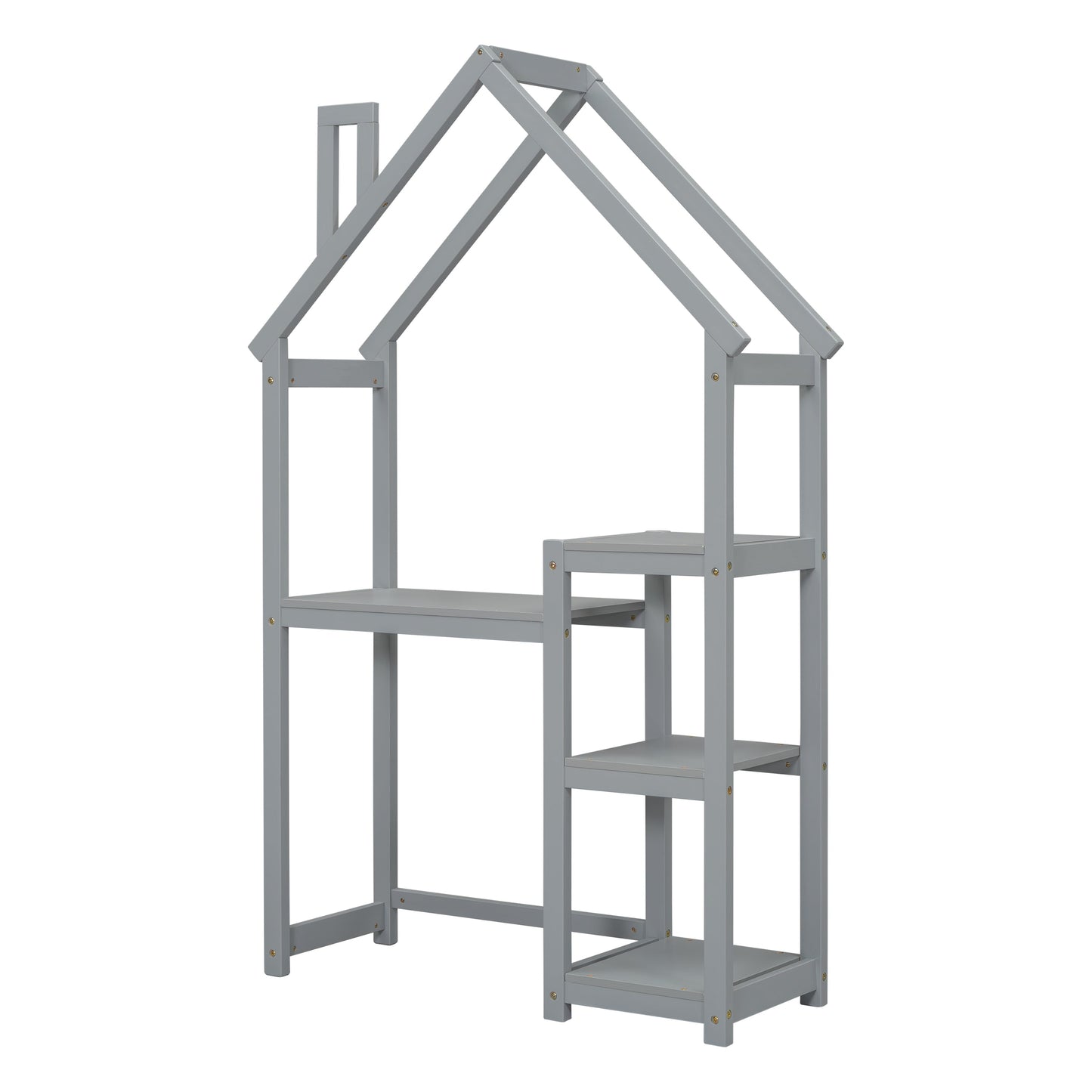 House-shaped Wooden writing Desk,Kids study Table,Bookshelf & Toy Storage,Grey - Tampa Home & Garden Store