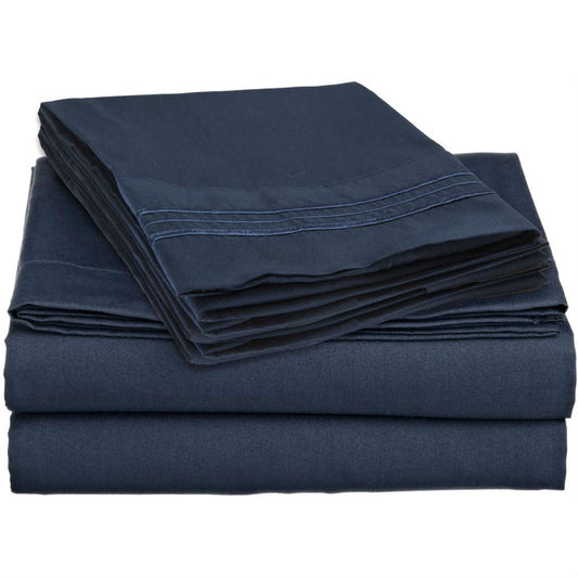 King size 4-Piece Wrinkle-Free Microfiber Sheet Set in Navy Blue - Tampa Home & Garden Store