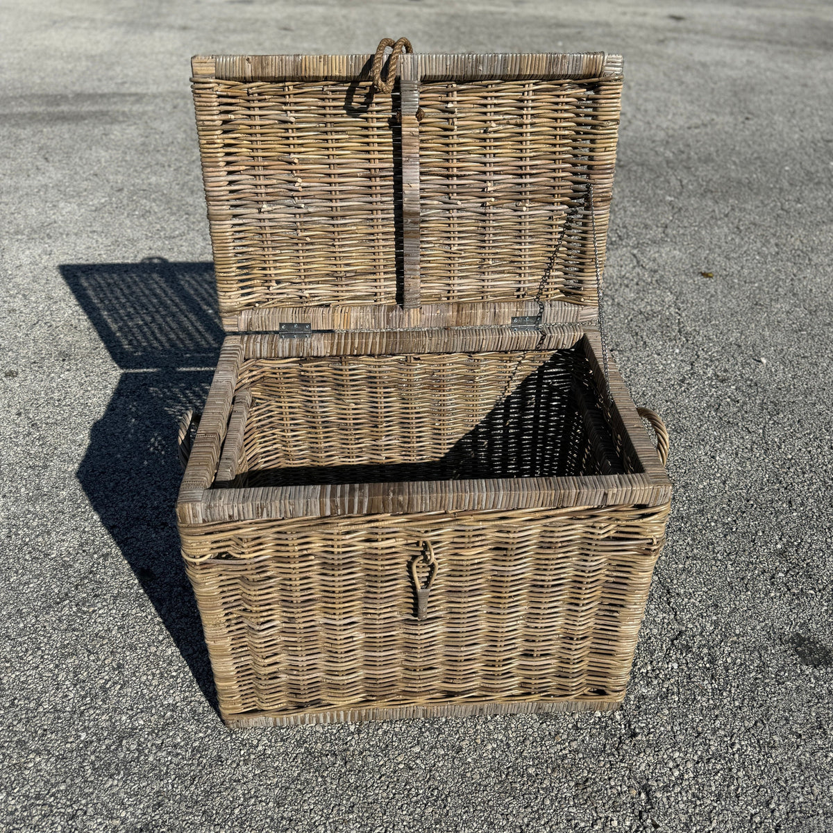 Key Largo Rattan Storage Trunk by The Broward Design Center, wicker storage chest with lid on Tampa Home & Garden Store
