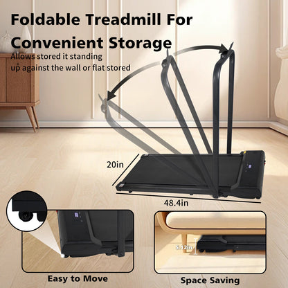 Walking Pad Treadmill Under Desk 2 in 1 Folding Portable Treadmill for Home Office Walking Jogging Machine 240 lb Capacity Black - Tampa Home & Garden Store