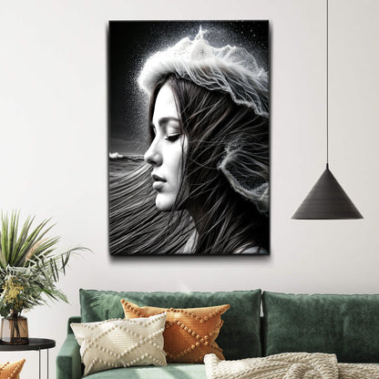 Monochrome Serene Woman Wall Art by Tailored Canvases, black-and-white on crafting canvas on Tampa Home & Garden Store