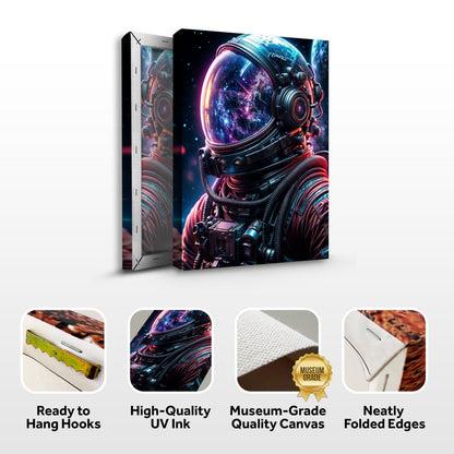 Two-piece Cool Astronaut Glow Wall Art canvas by Tailored Canvases, neon space helmet design on Tampa Home & Garden Store