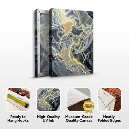 Golden Flow Wall Art canvas with marbled gold and gray swirls by Tailored Canvases on Tampa Home & Garden Store