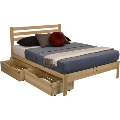 CA size Solid Wood Platform Bed Frame with Slatted Headboard - Made in USA - Tampa Home & Garden Store