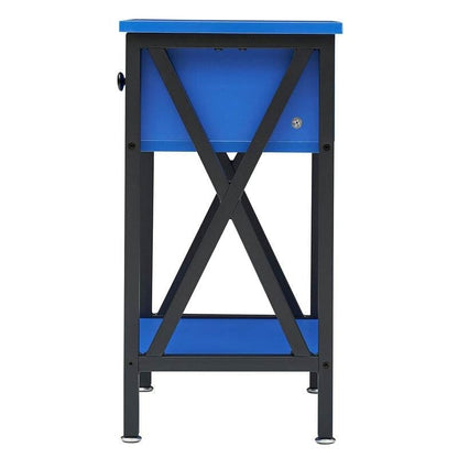 Juego de 2 - Mesa de Noche de 1 Cajón en Azul Oscuro y Negro