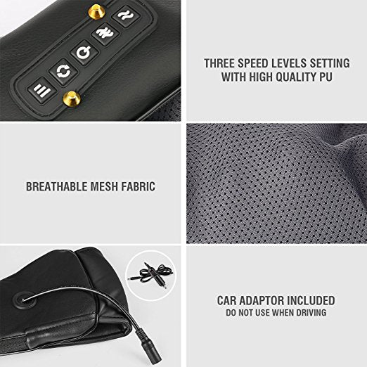 LUYAO LY-580A+1 shiatsu deep kneading heated Neck shoulder back body massager massage belt shawl massage machine - Tampa Home & Garden Store