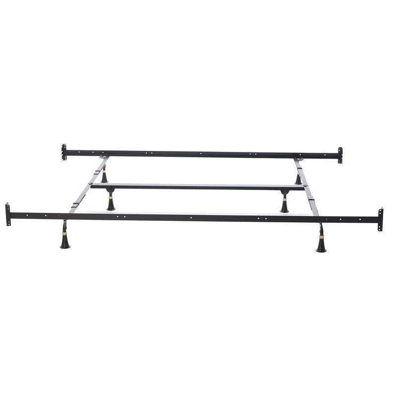 Estructura de cama metálica resistente California King con soportes para cabecero y piecero