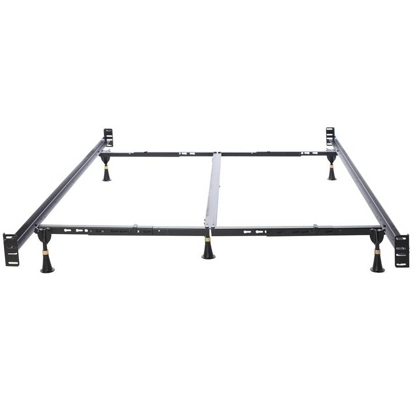 Estructura de cama metálica resistente California King con soportes para cabecero y piecero
