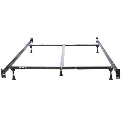 Estructura de cama metálica resistente California King con soportes para cabecero y piecero