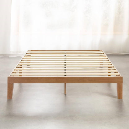 Estructura de cama plataforma California King de madera maciza con acabado de madera natural