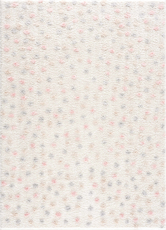 Alfombra de área Cansu de puntos rosas y crema