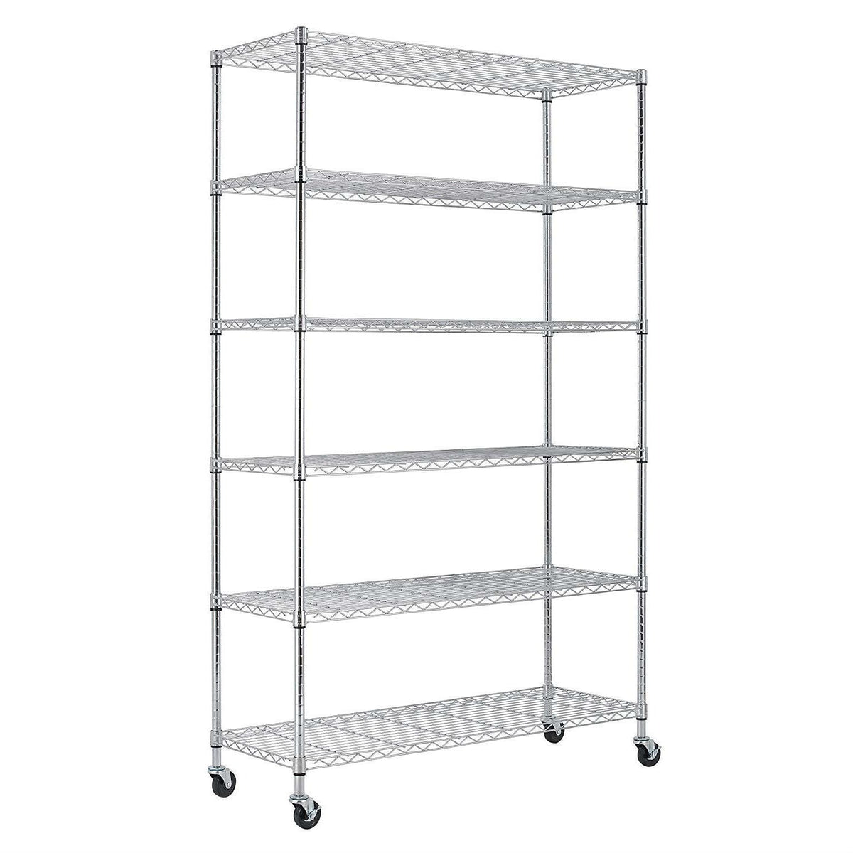 Heavy Duty 6-Shelf Metal Storage Rack with Casters by HomePacific chrome wire shelves on Tampa Home & Garden Store
