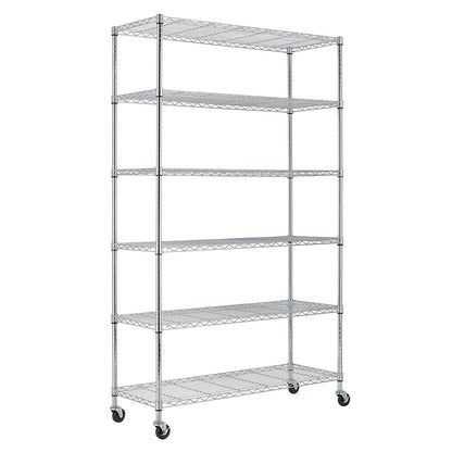 Heavy Duty 6-Shelf Metal Storage Rack with Casters by HomePacific chrome wire shelves on Tampa Home & Garden Store