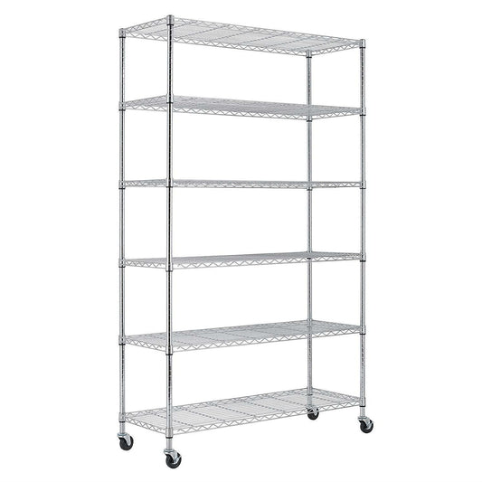 Heavy Duty 6-Shelf Metal Storage Rack with Casters by HomePacific chrome wire shelves on Tampa Home & Garden Store