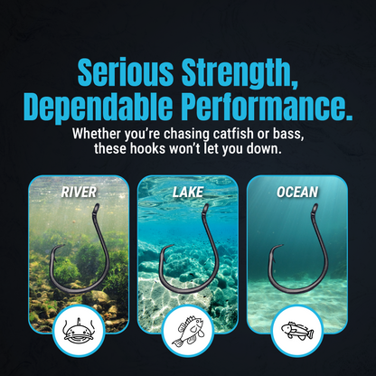 Anzuelos circulares Reaction Tackle Heavyweight para bagre - Anzuelos de pulpo descentrados (paquete de 25) - Nuevos