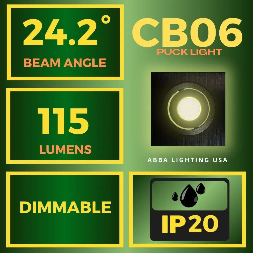 CB06 Dimmable Recessed Square Cast Aluminum LED Puck Light Cabinet Downlighting