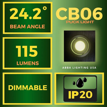 CB06 Dimmable Recessed Square Cast Aluminum LED Puck Light Cabinet Downlighting