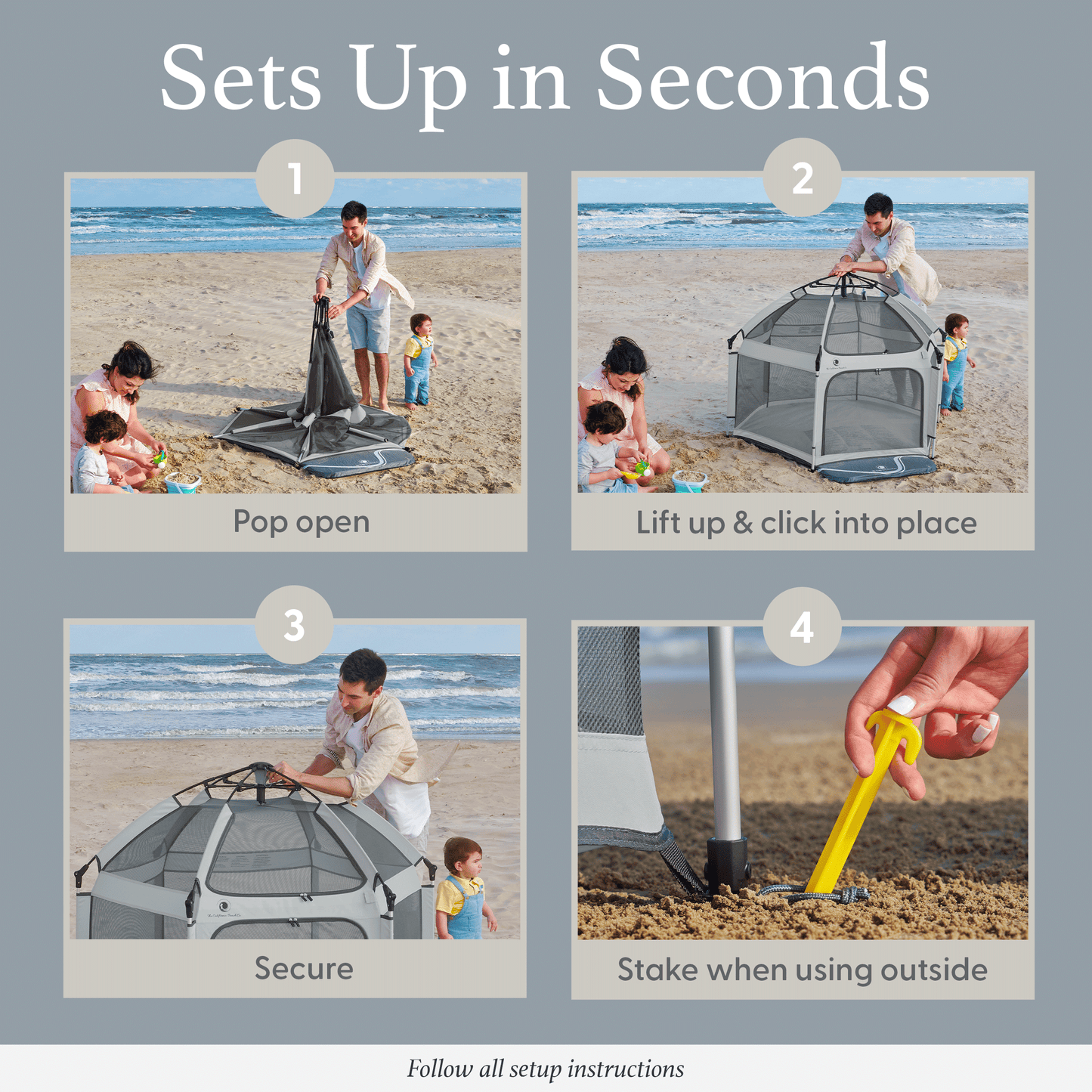 Pop 'N Go Playpen gray pop-up play yard with mesh panels by The California Beach Company LLC on Tampa Home & Garden Store