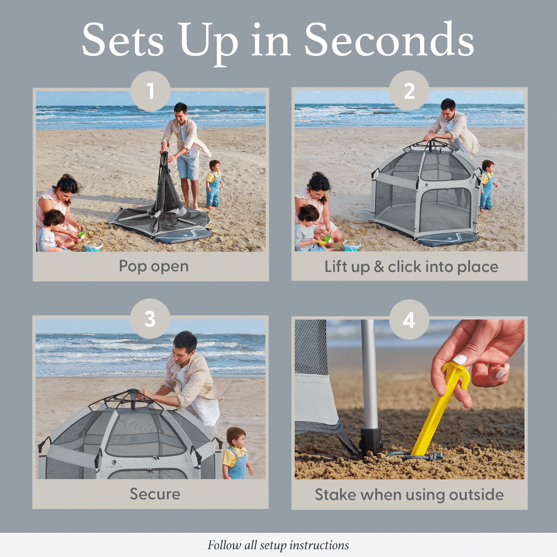 Pop 'N Go Playpen gray pop-up play yard with mesh panels by The California Beach Company LLC on Tampa Home & Garden Store