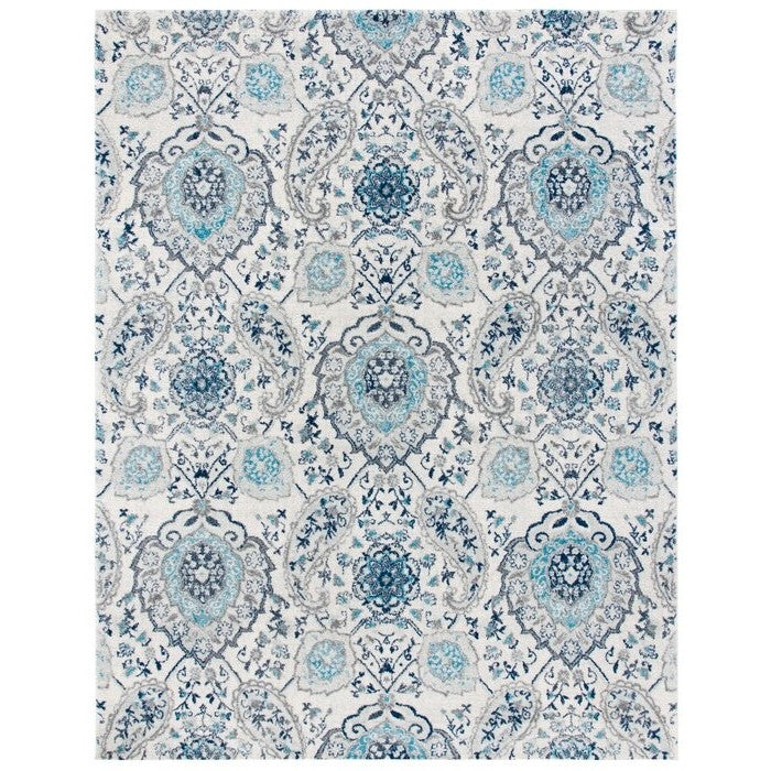 Alfombra de área para interiores de damasco en gris azul costero de 3' x 5'
