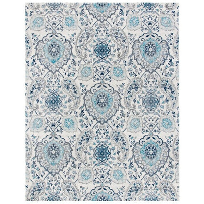 Alfombra de área para interiores de damasco en gris azul costero de 3' x 5'