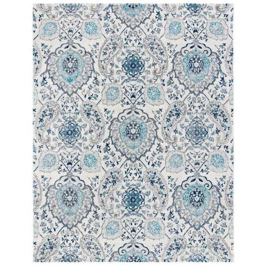 5' x 7' Coastal Blue Grey Damask Indoor Area Rug - Tampa Home & Garden Store