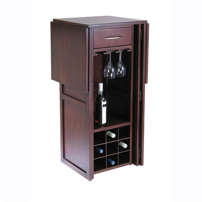 Mini Bar Mostrador de Vino de Nogal de 9 Botellas Expandible