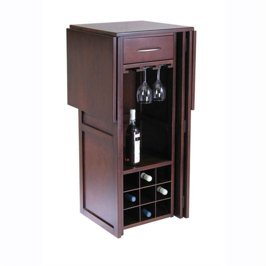 Mini Bar Mostrador de Vino de Nogal de 9 Botellas Expandible