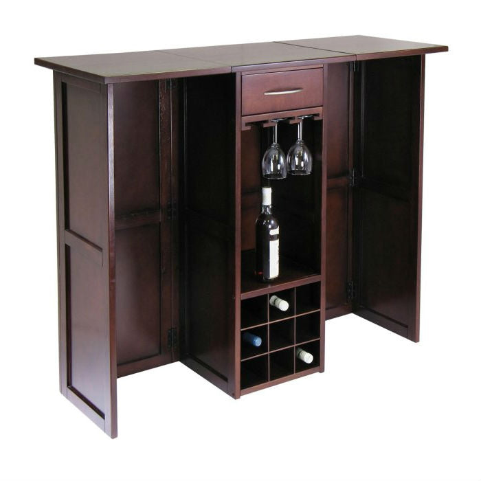 Mini Bar Mostrador de Vino de Nogal de 9 Botellas Expandible