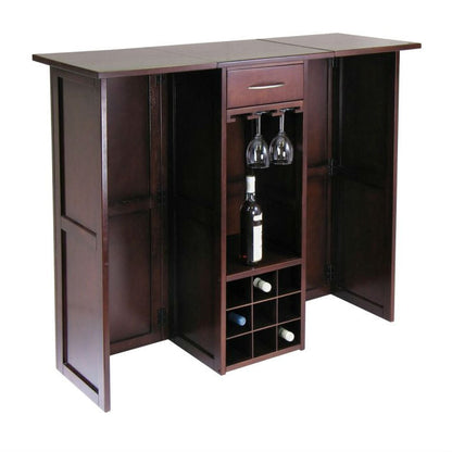 Mini Bar Mostrador de Vino de Nogal de 9 Botellas Expandible