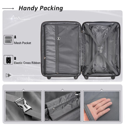 Expanable Spinner Wheel 2 Piece Luggage Set ABS Lightweight Suitcase with TSA Lock 20inch+28inch Green + Plastic