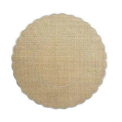 Sunburst Buriti Placemat handcrafted natural fiber, round beige placemat by Talah Home on Tampa Home & Garden Store