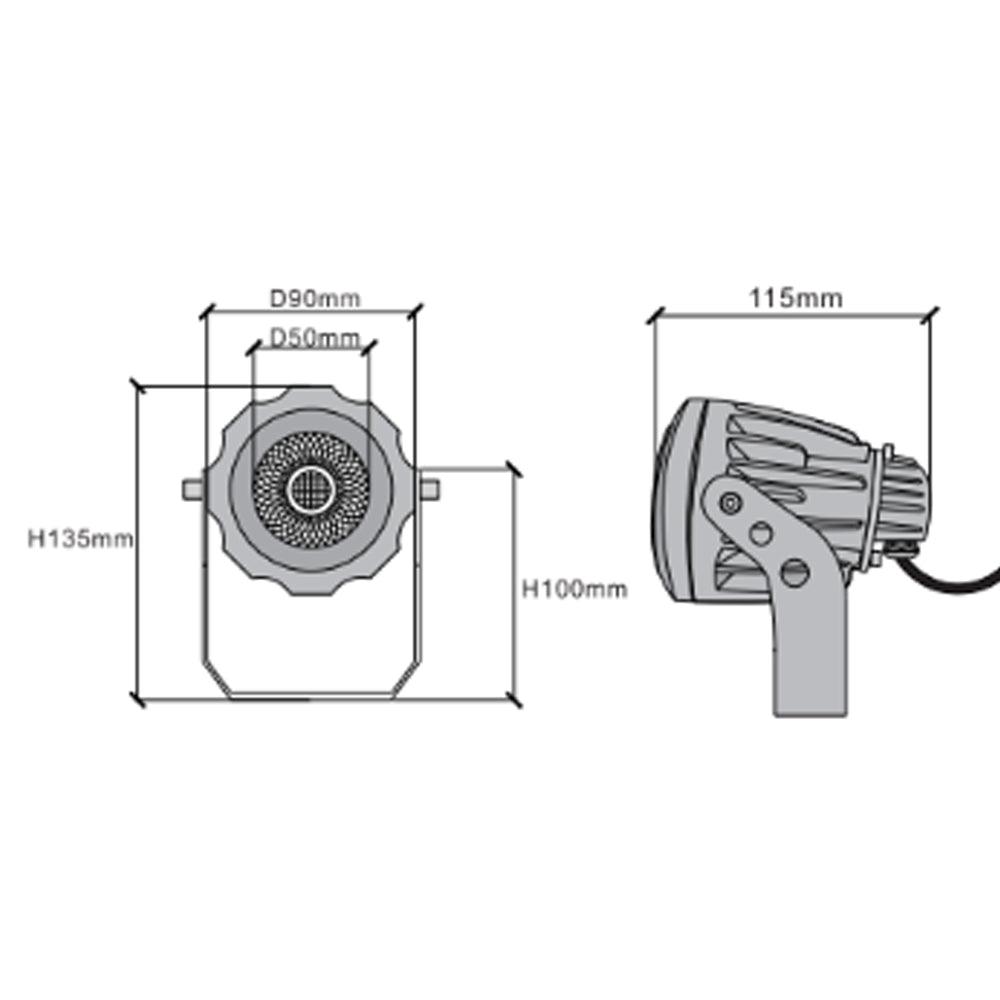 Foco LED para exteriores CD12 de 12 W con haz estrecho direccional