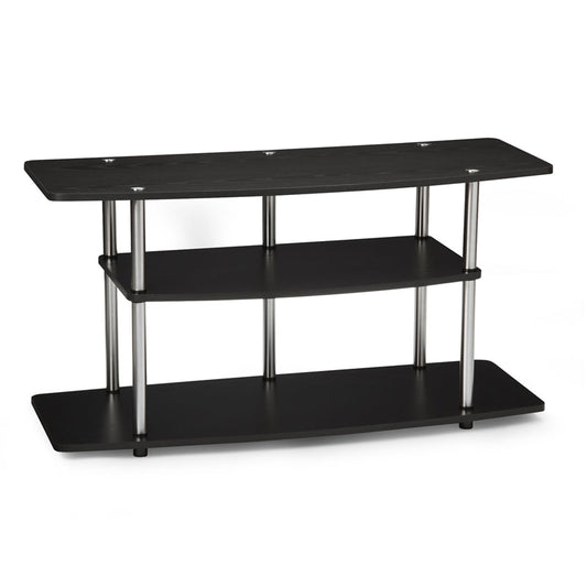 3-Tier Flat Screen TV Stand in Black Wood Grain / Stainless Steel - Tampa Home & Garden Store