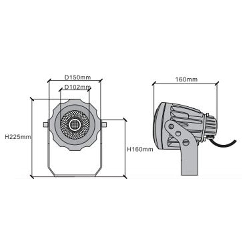 Foco LED para exteriores CD30 de 30 W y bajo voltaje con ángulo de haz estrecho direccional