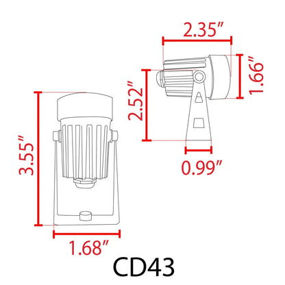 Foco LED para exteriores CD43 de 5 W, direccional, resistente al agua, con haz estrecho para paisajes
